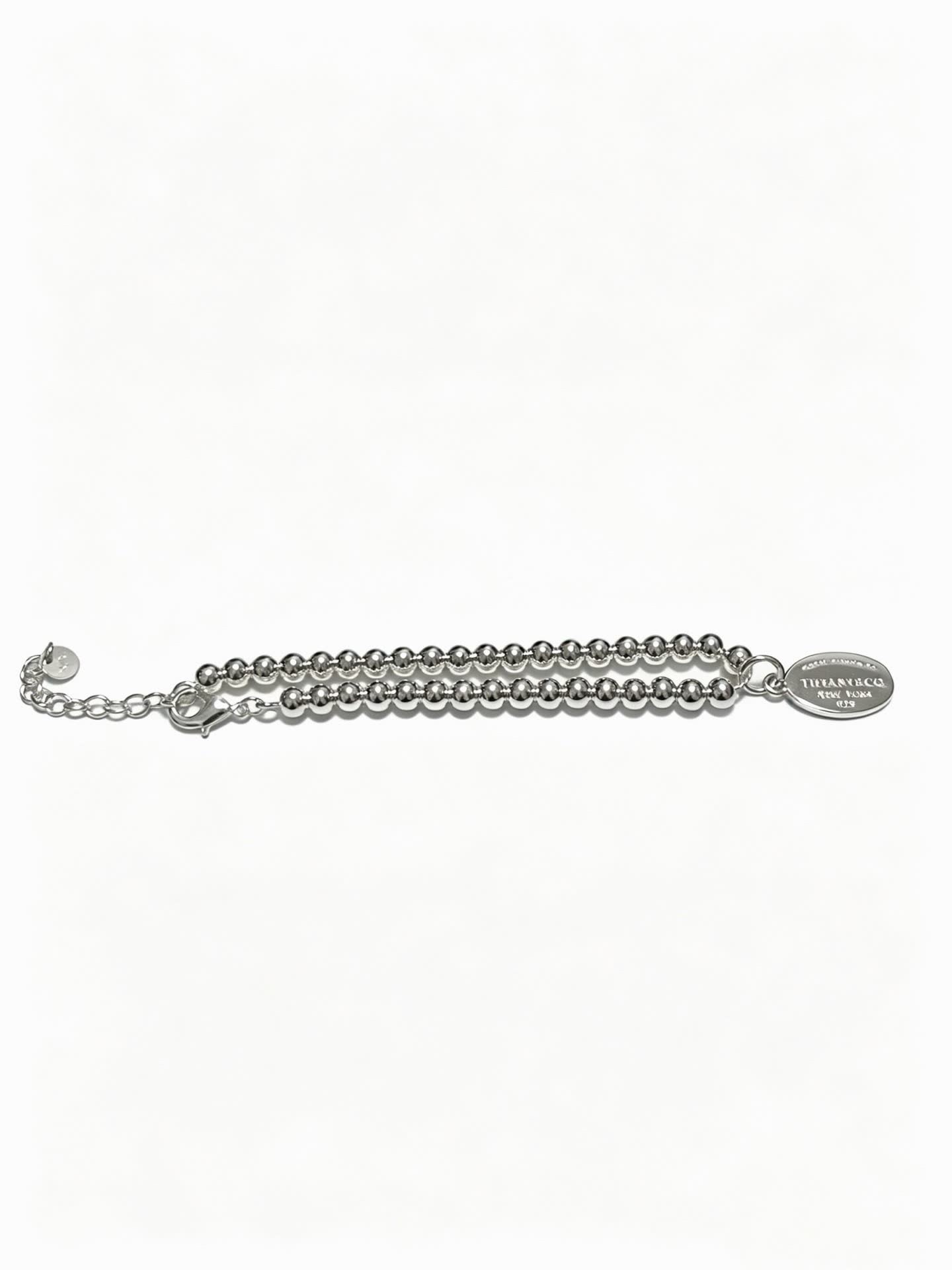 Tiffany & Co. Sterling Silver Bead Bracelet with Tag